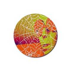 Orange Guy Spider Web Rubber Round Coaster (4 Pack)  by Simbadda