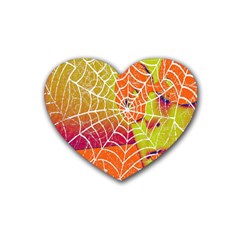 Orange Guy Spider Web Rubber Coaster (heart)  by Simbadda