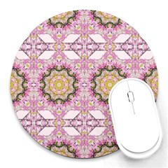 Floral Pattern Seamless Wallpaper Round Mousepads by Simbadda