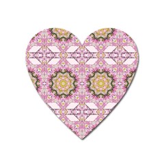 Floral Pattern Seamless Wallpaper Heart Magnet by Simbadda