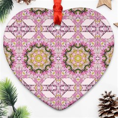 Floral Pattern Seamless Wallpaper Heart Ornament (two Sides) by Simbadda