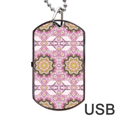 Floral Pattern Seamless Wallpaper Dog Tag Usb Flash (one Side) by Simbadda