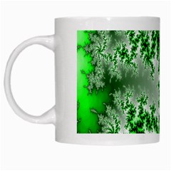 Green Fractal Background White Mugs by Simbadda