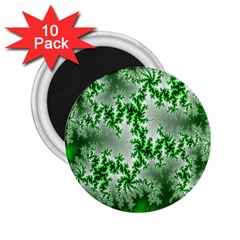 Green Fractal Background 2 25  Magnets (10 Pack)  by Simbadda