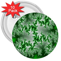 Green Fractal Background 3  Buttons (10 Pack)  by Simbadda