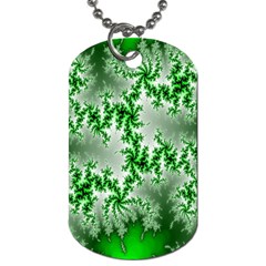 Green Fractal Background Dog Tag (two Sides) by Simbadda