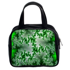 Green Fractal Background Classic Handbags (2 Sides) by Simbadda