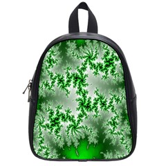 Green Fractal Background School Bags (small)  by Simbadda