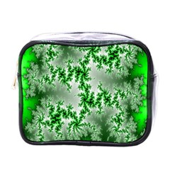 Green Fractal Background Mini Toiletries Bags by Simbadda