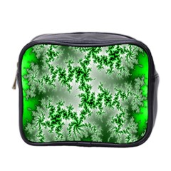 Green Fractal Background Mini Toiletries Bag 2-side by Simbadda