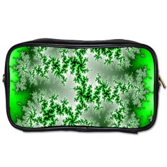 Green Fractal Background Toiletries Bags 2-side by Simbadda