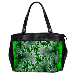 Green Fractal Background Office Handbags by Simbadda