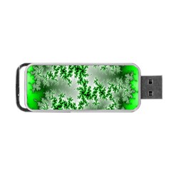 Green Fractal Background Portable Usb Flash (one Side) by Simbadda