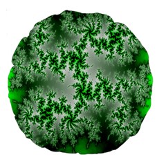 Green Fractal Background Large 18  Premium Round Cushions by Simbadda