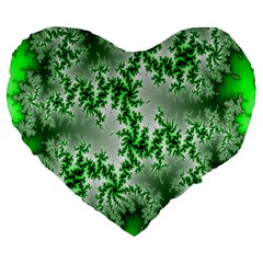 Green Fractal Background Large 19  Premium Heart Shape Cushions by Simbadda