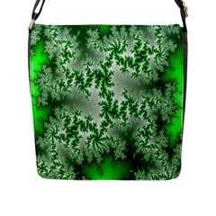 Green Fractal Background Flap Messenger Bag (l)  by Simbadda