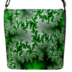 Green Fractal Background Flap Messenger Bag (s) by Simbadda