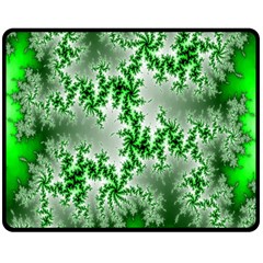 Green Fractal Background Double Sided Fleece Blanket (medium)  by Simbadda