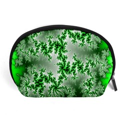 Green Fractal Background Accessory Pouches (large)  by Simbadda