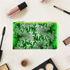 Green Fractal Background Cosmetic Bag (xs) by Simbadda