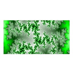 Green Fractal Background Satin Shawl by Simbadda