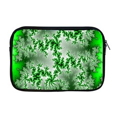 Green Fractal Background Apple Macbook Pro 17  Zipper Case by Simbadda