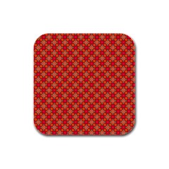 Abstract Seamless Floral Pattern Rubber Square Coaster (4 Pack)  by Simbadda