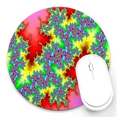 Colored Fractal Background Round Mousepads