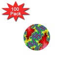 Colored Fractal Background 1  Mini Buttons (100 pack)  Front