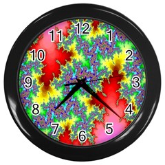 Colored Fractal Background Wall Clocks (black) by Simbadda