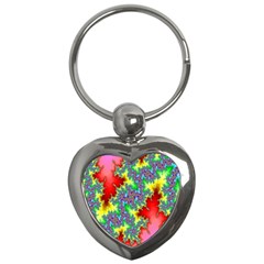 Colored Fractal Background Key Chains (heart) 