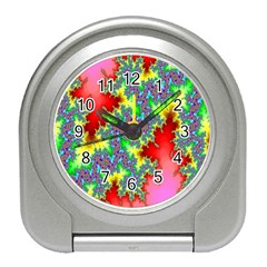 Colored Fractal Background Travel Alarm Clocks by Simbadda