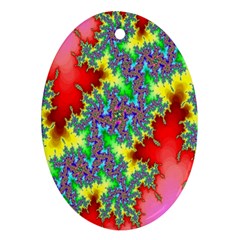 Colored Fractal Background Oval Ornament (two Sides) by Simbadda