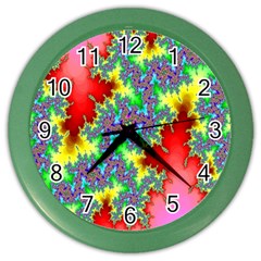 Colored Fractal Background Color Wall Clocks by Simbadda