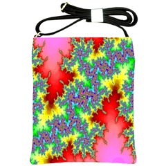 Colored Fractal Background Shoulder Sling Bags by Simbadda