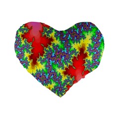 Colored Fractal Background Standard 16  Premium Heart Shape Cushions by Simbadda