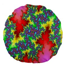 Colored Fractal Background Large 18  Premium Flano Round Cushions by Simbadda