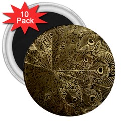 Peacock Metal Tray 3  Magnets (10 Pack)  by Simbadda