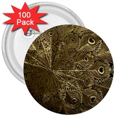 Peacock Metal Tray 3  Buttons (100 Pack)  by Simbadda