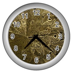 Peacock Metal Tray Wall Clocks (silver)  by Simbadda