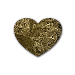 Peacock Metal Tray Heart Coaster (4 Pack)  by Simbadda