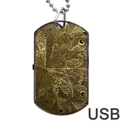 Peacock Metal Tray Dog Tag Usb Flash (one Side) by Simbadda