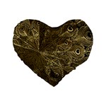 Peacock Metal Tray Standard 16  Premium Flano Heart Shape Cushions Front