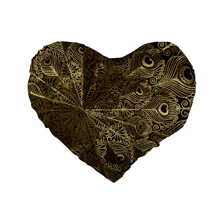 Peacock Metal Tray Standard 16  Premium Flano Heart Shape Cushions