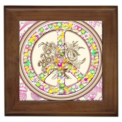 Peace Logo Floral Pattern Framed Tiles by Simbadda