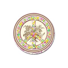 Peace Logo Floral Pattern Magnet 3  (round) by Simbadda