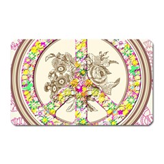 Peace Logo Floral Pattern Magnet (rectangular) by Simbadda