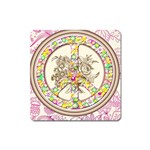 Peace Logo Floral Pattern Square Magnet Front