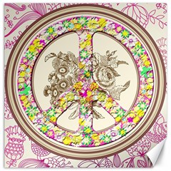 Peace Logo Floral Pattern Canvas 12  X 12   by Simbadda