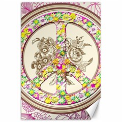 Peace Logo Floral Pattern Canvas 20  X 30   by Simbadda